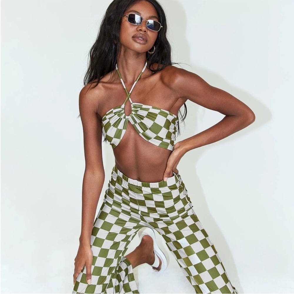 Princess Polly Checkered Green Set